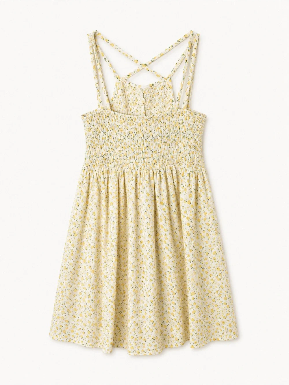 Zara Yellow Floral Smocked Strappy Dress for Kids